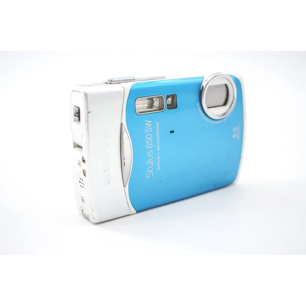 Vtg Waterproof Olympus 850SW 8MP Blue Digital Camera Digi Zoom Point Shoot Y2k